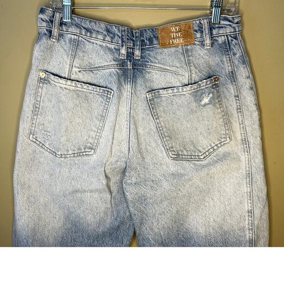 Free People We The Free Good Luck Mid Rise Barrel Jeans Barnyard Blue 28 - Picture 11 of 15